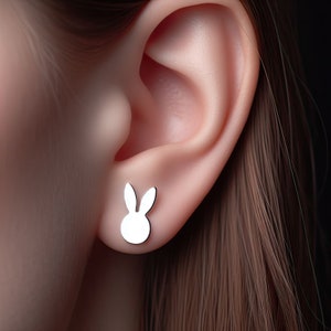 Bunny Earrings Silver Minimalist Bunny Jewelry Gold Bunny Earrings Bunny Jewelry Bunny Gift White Gold Bunny Lover Easter Earrings