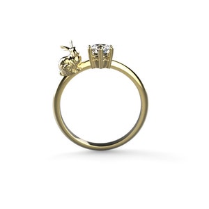 Bunny Engagement Ring 14k Yellow Gold Rabbit Engagement Ring 14k Rabbit Ring Gold Bunny Ring Bunny Rabbit Gold