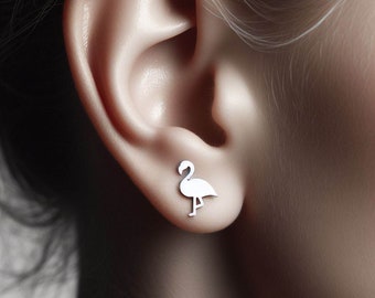 Flamingo Earrings Silver Minimalist Flamingo Jewelry Gold Flamingo Earrings Flamingo Jewelry Flamingo Gift White Gold Florida Earrings