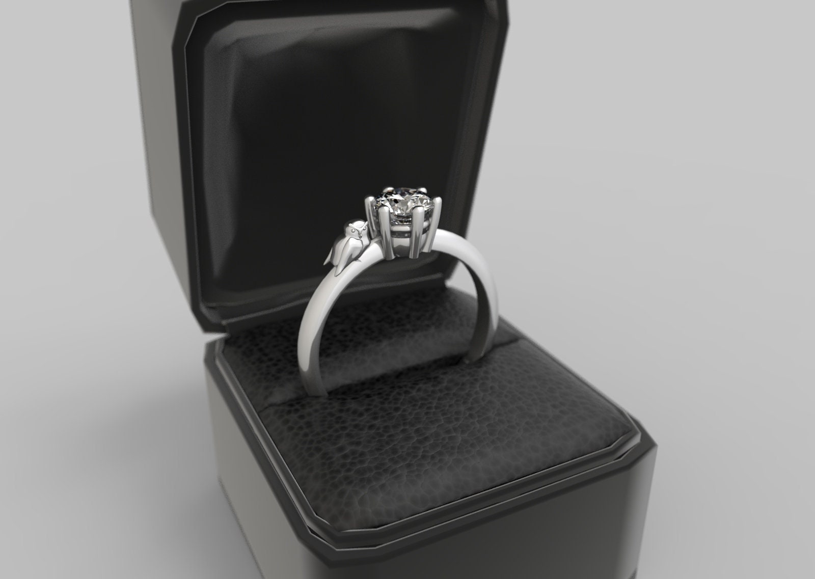 Owl Engagement Ring White Gold Owl Engagement Ring 14k Owl Ring Gold Owl Ring Owl White Gold