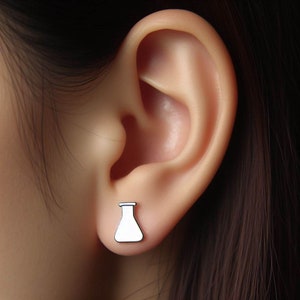 Beaker Earrings Silver Minimalist Beaker Jewelry Gold Beaker Earrings Beaker Jewelry Beaker Gift White Gold Beaker Lover Earrings