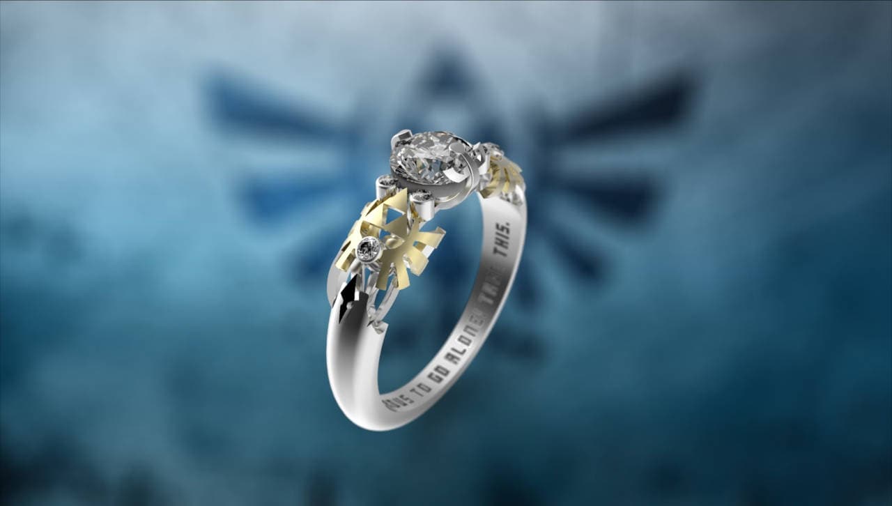 Anillo de compromiso Zelda Triforce inspirado anillo de compromiso de oro blanco Nintendo videojuego anillo de boda Geek anillo de compromiso Geeky Nerdy Etsy Espana