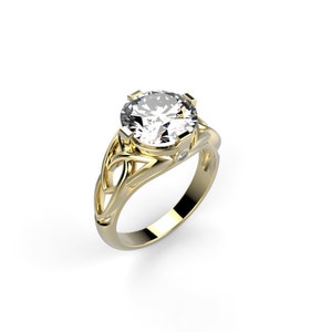 Celtic Engagement Ring 14k Yellow Gold Celtic Ring 14k Irish Engagement Ring Yellow Gold Claddagh Ring