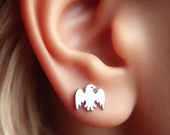 Eagle Earrings Silver Minimalist Eagle Jewelry Gold Eagle Earrings Bird Lover Gift White Gold Eagle Enthusiast Earrings
