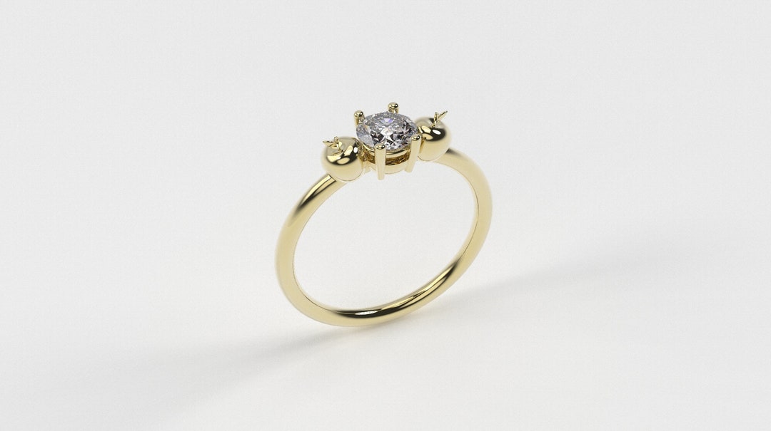 Apple Engagement Ring Yellow Gold Teacher Engagement Ring 14k Apple ...