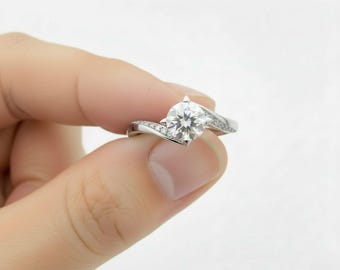 Conflict Free Moissanite Engagement Ring White Gold Moissanite Ring White Gold Engagement Ring Diamond Alternative