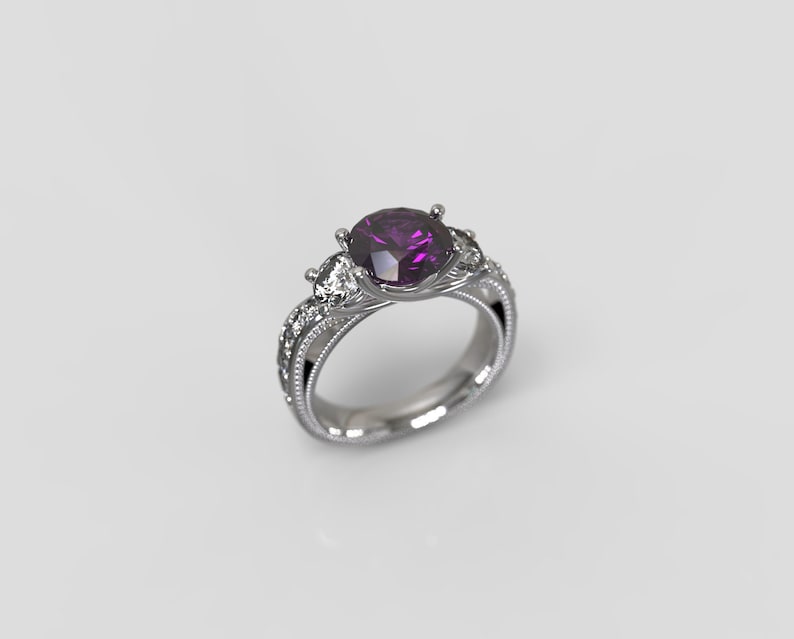 Amethyst Engagement Ring Silver Amethyst Ring Sterling Silver Engagement Ring February Birthstone Ring Engagement Ring Amethyst