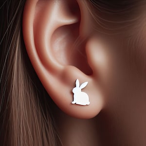 Rabbit Earrings Silver Minimalist Animal Jewelry Gold Rabbit Earrings Bunny Jewelry Rabbit Lover Earrings Easter Jewelry