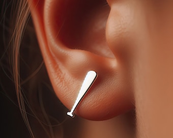 White Gold Baseball Earrings Silver Baseball Jewelry Gold Baseball Jewelry Minimalist Baseball Earrings Baseball Bat Earrings Baseball Lover