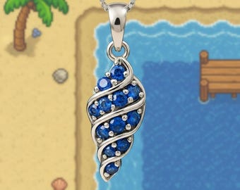 Stardew Valley zeemeerminhanger: witgoud met echte in het laboratorium gekweekte saffieren