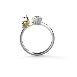 Bunny Engagement Ring White Gold Rabbit Engagement Ring 14k Rabbit Ring Gold Bunny Ring Bunny Rabbit White Gold