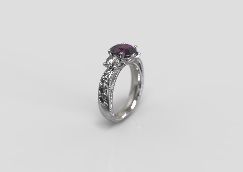 Amethyst Engagement Ring Silver Amethyst Ring Sterling Silver Engagement Ring February Birthstone Ring Engagement Ring Amethyst