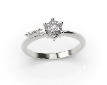 Cow Ring Cow Engagement Ring White Gold Cow Engagement