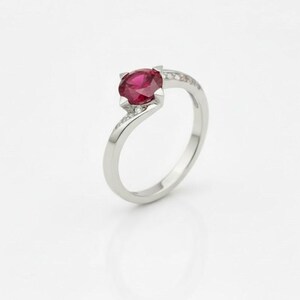 1ct Ruby Engagement Ring: Solid White Gold with Diamonds image 2