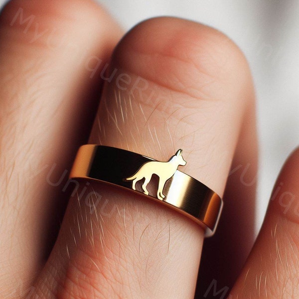 Men's German Shepherd Ring Men's Wedding Band Men's German Shepherd Jewelry Men's German Shepherd Ring Gold Wedding Band Men's Dog Jewelry