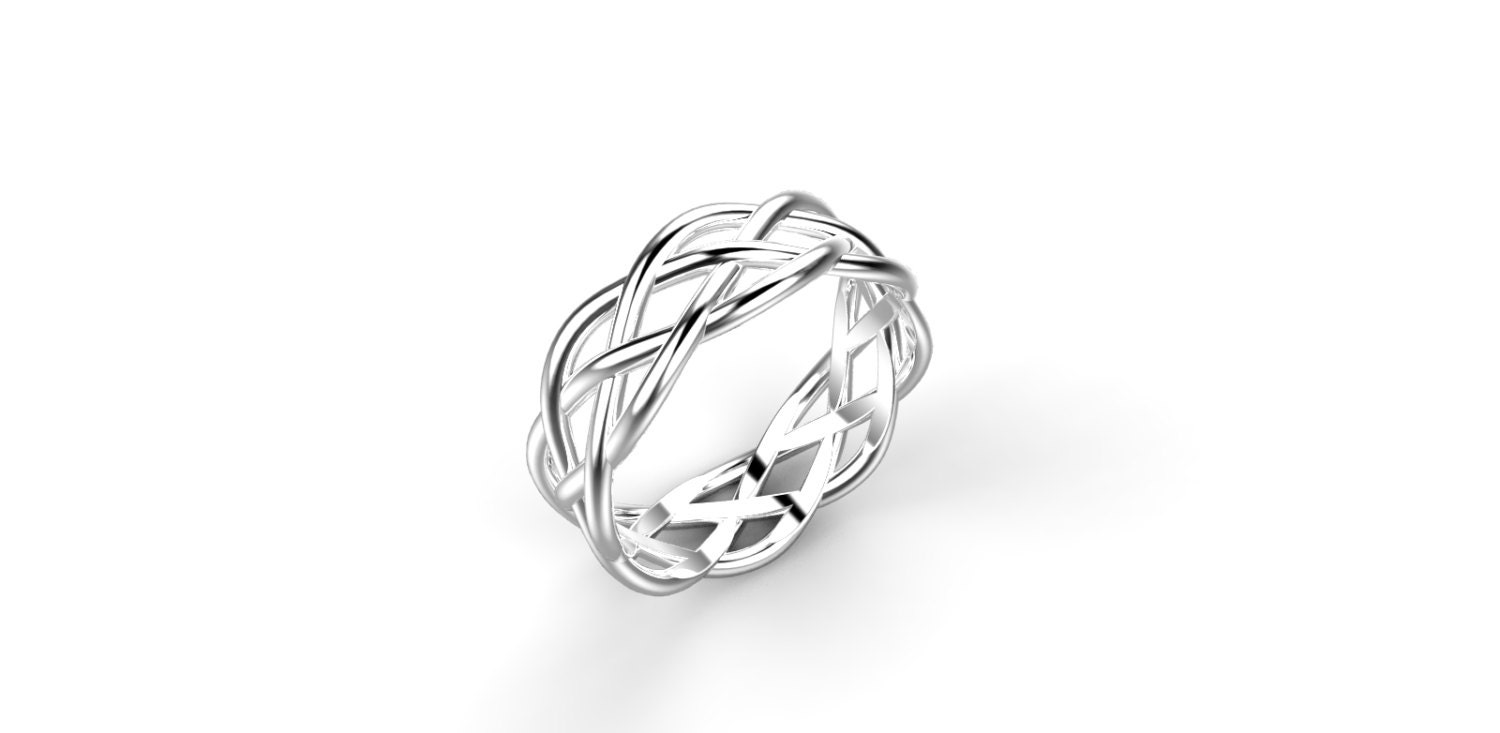 9ct White Gold Celtic Wedding Ring Band – 6mm Wide, Hallmarked – Elma Jewellery