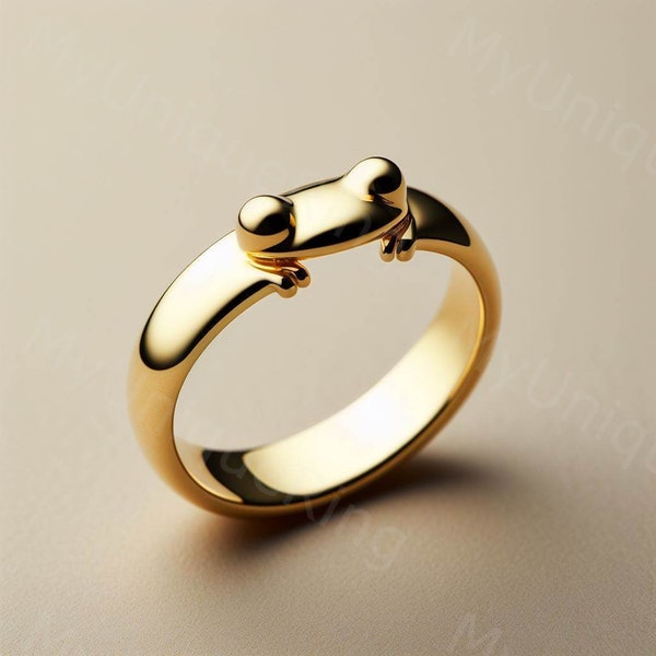 Frog Men's Ring Men's Wedding Band Frog Men's Frog Jewelry Men's Toad Ring Gold Toad Wedding Band Men's Toad Ring