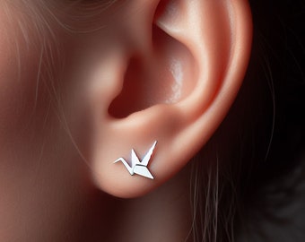 Papperskranaörhängen Silver Minimalistiska Origami Smycken Guld Papperskranaörhängen Kransmycken Kranpresent Vitguld Origami Älskarörhängen