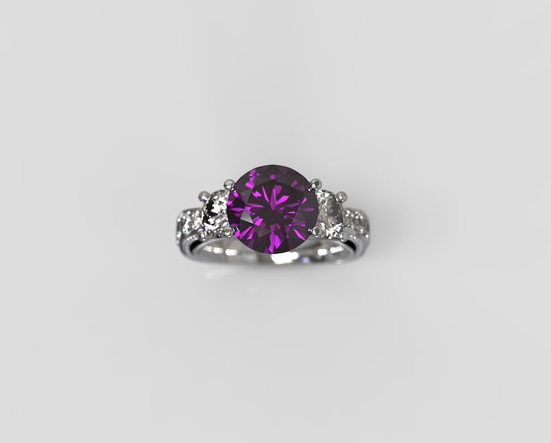 Amethyst Engagement Ring Silver Amethyst Ring Sterling Silver Engagement Ring February Birthstone Ring Engagement Ring Amethyst