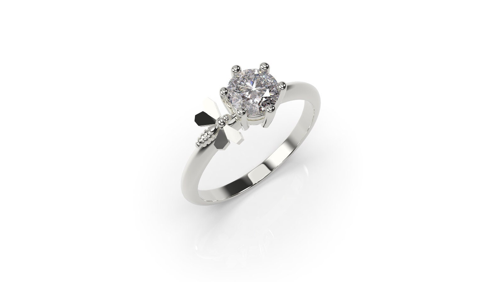 Bee Engagement Ring White Gold Bee Engagement Ring 14k Bee