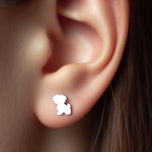 Maltese Earrings Silver Minimalist Maltese Jewelry Gold Maltese Earrings Maltese Jewelry Maltese Gift White Gold Maltese Lover Earrings