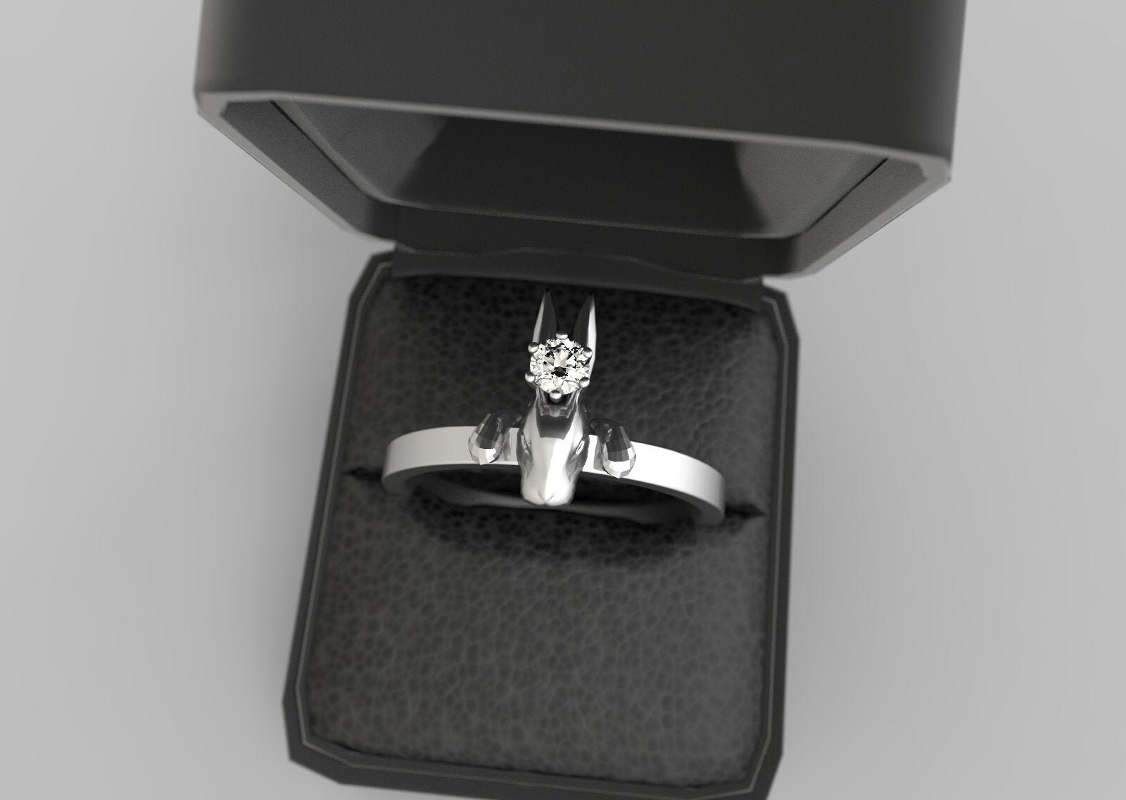 Bunny Engagement Ring White Gold Rabbit Engagement Ring 14k Rabbit Ring Gold Bunny Ring Bunny Rabbit White Gold Etsy UK