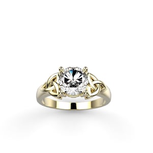 Celtic Engagement Ring 14k Yellow Gold Celtic Ring 14k Irish Engagement Ring Yellow Gold Claddagh Ring