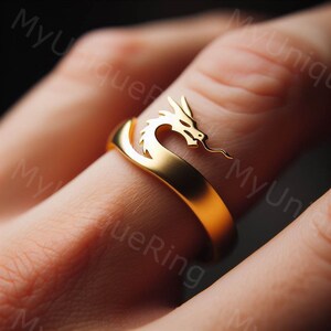Dragon ring gold Etsy Nederland