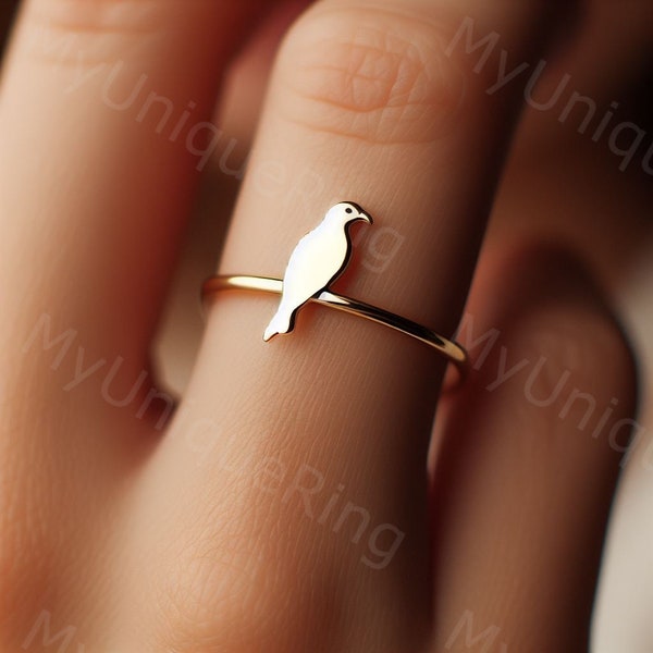 Minimalist Hawk Ring Yellow Gold Hawk Design Ring Dainty Hawk Ring Bird Jewelry Hawk Gift Jewelry