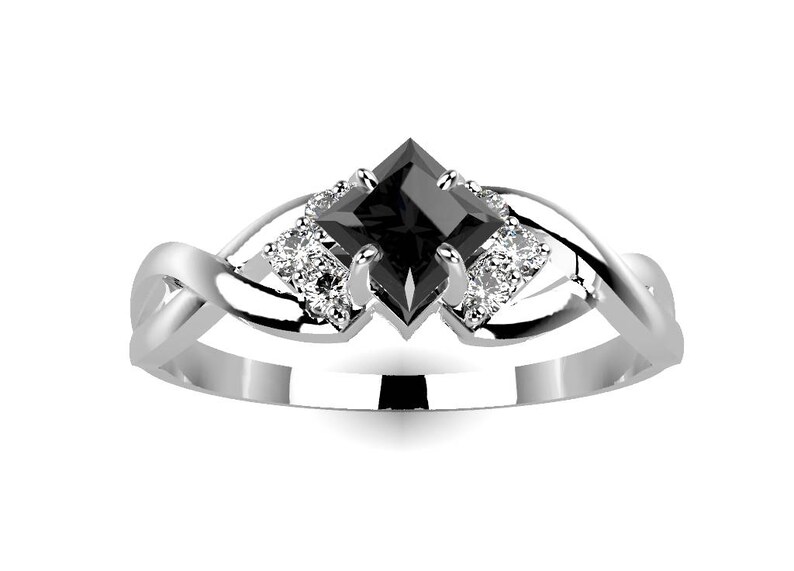 white gold and black diamond ring