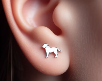 Pendientes de Labrador Retriever, joyas minimalistas de plata para Labrador, pendientes de oro para Labrador, joyas para perros, regalo para perros, pendientes de oro blanco para amantes de los perros.