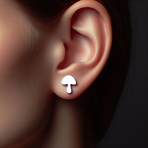 Mushroom Earrings Silver Minimalist Mushroom Jewelry Gold Mushroom Earrings Mushroom Jewelry Mushroom White Gold Mushroom Woodland Earrings