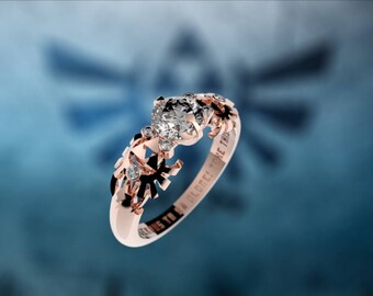 Anillo de compromiso Zelda Triforce inspirado anillo de compromiso de oro blanco Nintendo videojuego anillo de boda Geek anillo de compromiso Geeky Nerdy Etsy Mexico