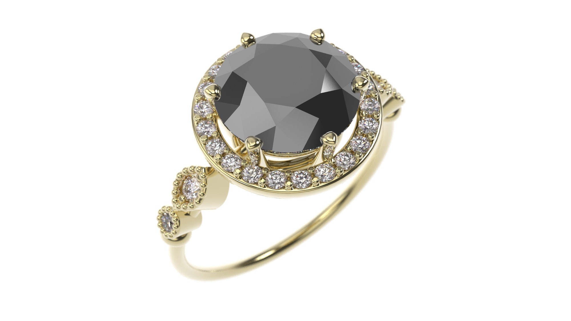 Black diamond sale yellow gold ring