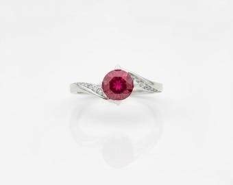 1ct Ruby Engagement Ring: Solid White Gold with Diamonds