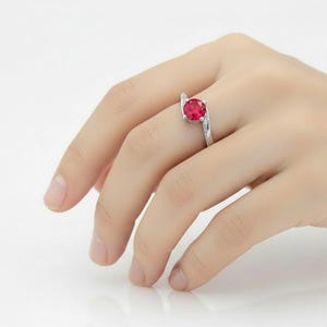 1ct Ruby Engagement Ring: Solid White Gold with Diamonds image 4