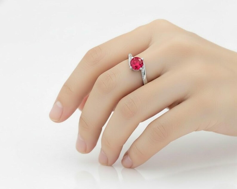 1ct Ruby Engagement Ring: Solid White Gold with Diamonds image 4