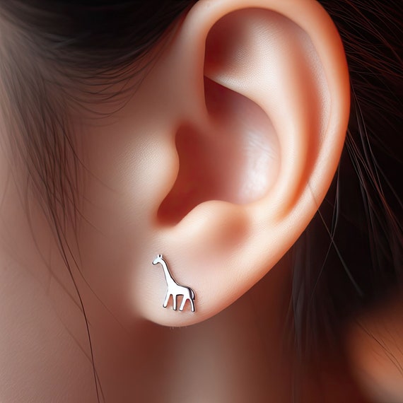 Gold Giraffe Earrings Silver Minimalist Giraffe Jewelry Gold Giraffe Earrings Giraffe Jewelry Giraffe Gift White Gold Giraffe Lover Earrings
