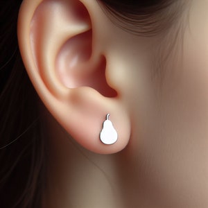 Pear Earrings Silver Minimalist Pear Jewelry Gold Pear Earrings Pear Jewelry Pear Gift White Gold Pear Lover Earrings Fruit Earrings