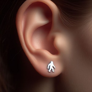 Sasquatch Earrings Silver Minimalist Sasquatch Jewelry Gold Sasquatch Earrings Sasquatch Jewelry Sasquatch White Gold Sasquatch Believer