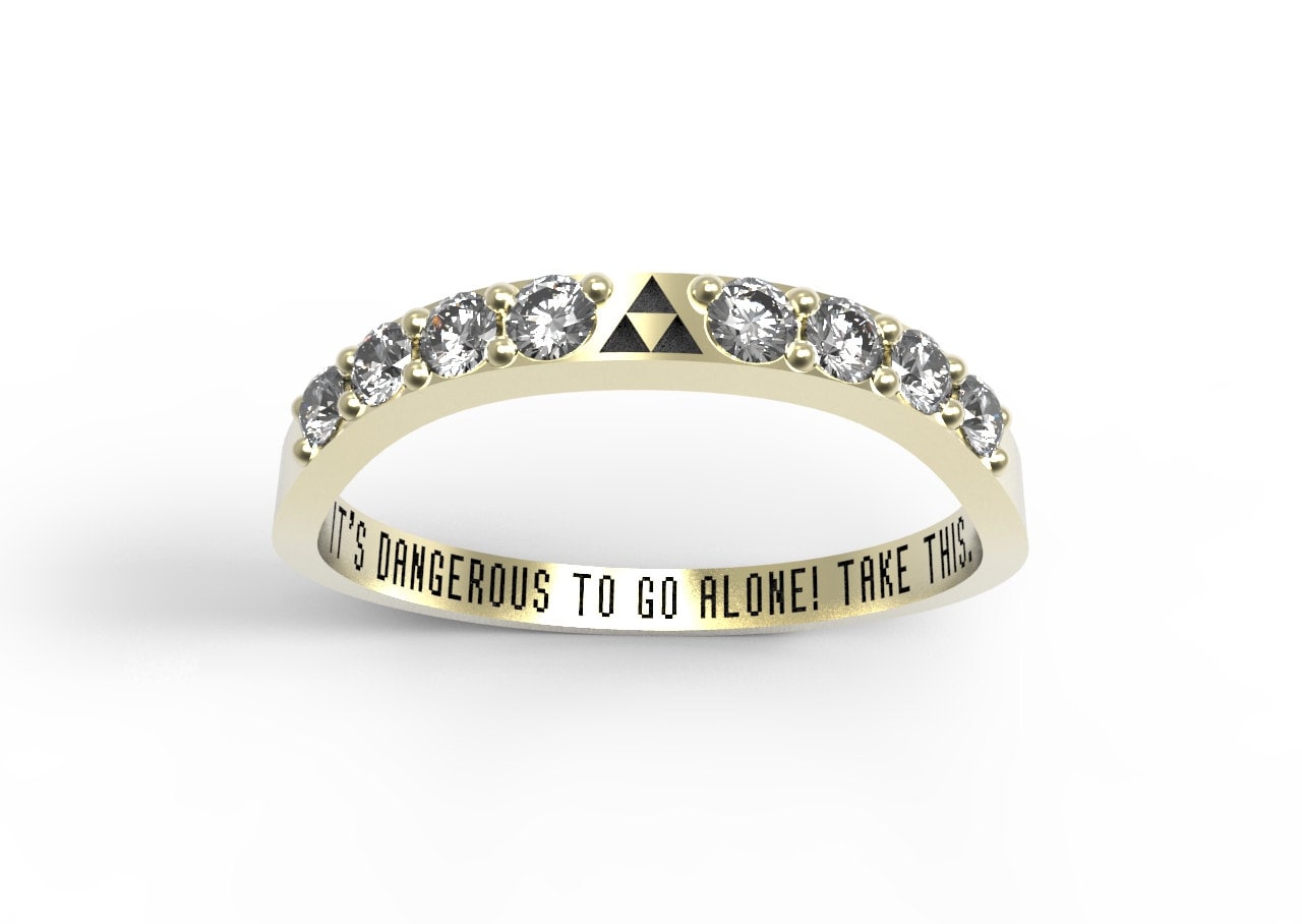 Zelda Wedding Band Triforce Inspired Yellow Gold Wedding Set Nintendo Video  Game Wedding Ring Geek Engagement Ring Geeky Nerdy - Etsy