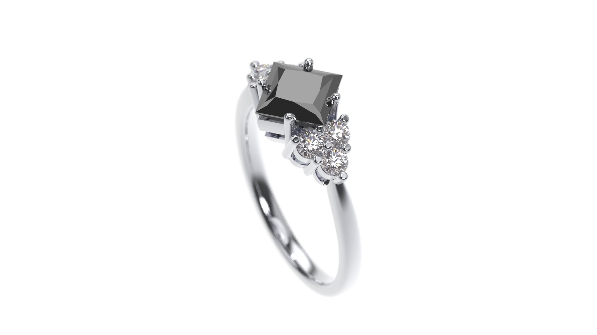 Anillo de diamantes negros Platino Anillo de compromiso de diamantes negros de talla princesa Anillo de compromiso de diamantes negros de platino Diamante negro genuino Platino Etsy Mexico