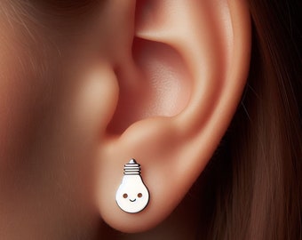 Light Bulb Earrings Silver Minimalist Light Jewelry Gold Light Bulb Earrings Light Jewelry Light Gift White Gold Light Lover Earrings