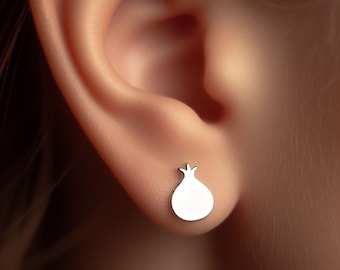 Pendientes de cebolla Plata Minimalista Joyería de cebolla Pendientes de cebolla de oro Joyería de cebolla Regalo de cebolla Pendientes amantes de la cebolla de oro blanco Pendientes vegetarianos