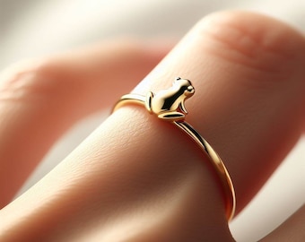 Minimalist Frog Ring Frog Jewelry Yellow Gold Frog Ring Dainty Frog Ring Toad Ring Minimalist Toad Jewelry Simple Frog Ring