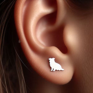 Australian Shepherd Earrings Silver Minimalist Dog Jewelry Gold Dog Earrings Dog Jewelry Gift White Gold Australian Shepherd Lover Earrings