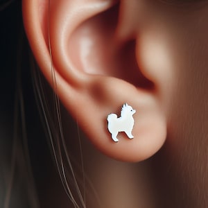 Pomeranian Earrings Silver Minimalist Pomeranian Jewelry Gold Pomeranian Earrings Pomeranian Jewelry Dog Gift White Gold Dog Lover Earrings