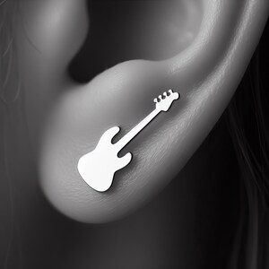 Bass Guitar Earrings Silver Minimalist Bass Guitar Jewelry Gold Bass Guitar Gift Minimalist Bass Gift Bass Guitarist Inspired Earrings