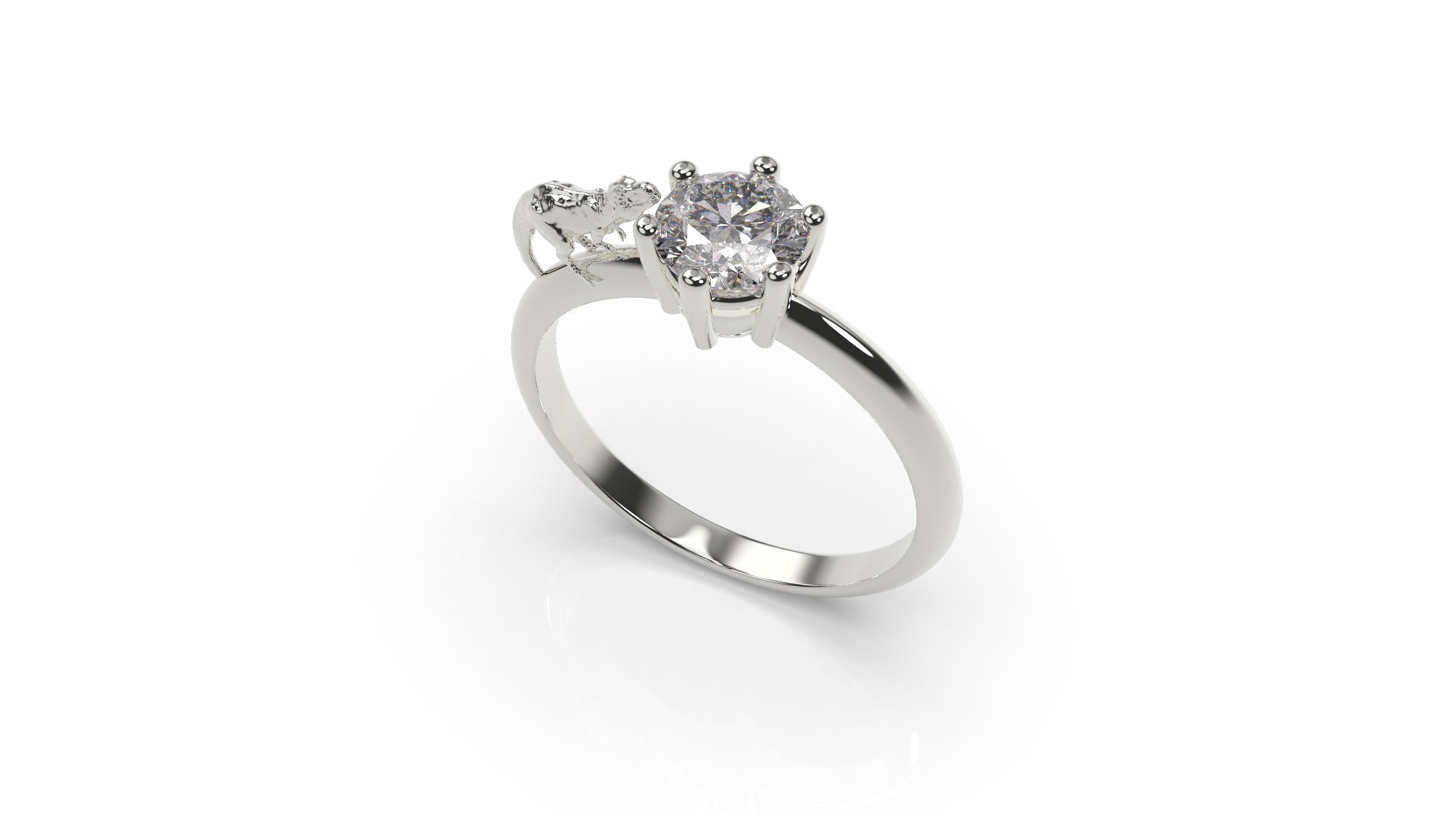 Dinosaur Ring Dinosaur Engagement Ring White Gold Etsy