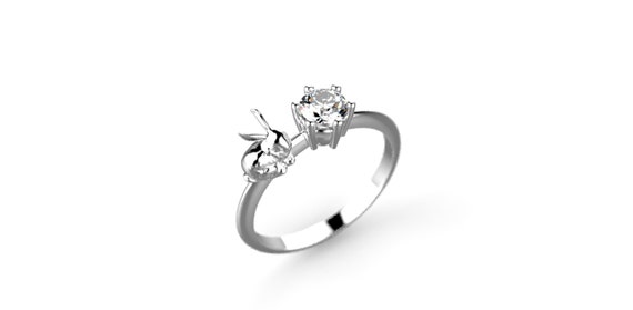 Bunny Engagement Ring White Gold Rabbit Engagement Ring 14k Rabbit Ring Gold Bunny Ring Bunny Rabbit White Gold